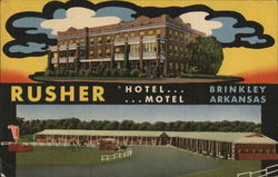 Rusher Hotel and Motel Brinkley, AR Postcard Postcard Postcard