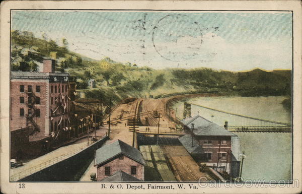 B. & O. Depot Fairmont, WV Postcard