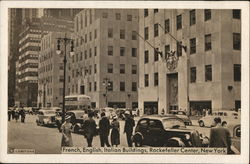 French, English, Italian Buildings, Rockefeller Center Postcard