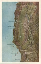 Northern California Topo Map Postcard Postcard Postcard