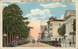 First Street Showing St. James Hotel Postcard