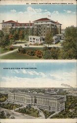 Annex and Bird's Eye View of Sanitarium Battle Creek, MI Postcard Postcard Postcard