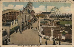 Scene in Paragon Park, Showing Roller Coaster and Witching Postcard