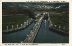 Miraflores Locks by Moonlight Postcard