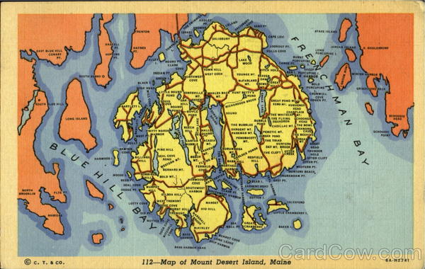 Map Of Mount Desert Island Maine   Card00404 Fr 