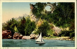 Arch Rock From Lake Huron Mackinac Island, MI Postcard Postcard