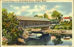 Covered Bridge Over Kenduskeag Stream Bangor, ME Postcard Postcard