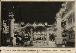 Court of Honor, Market Street Illuminated for Fireman's Convention, 1909 Poughkeepsie, NY Postcard Postcard Postcard