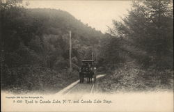 Road to Canada Lake, NY and Canada Lake Stage Postcard