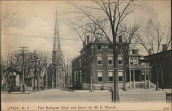 Fort Schuyler Club and Court St. M.E. Church Utica, NY Postcard Postcard Postcard