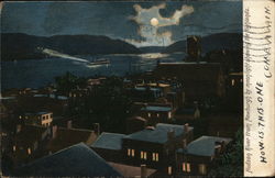 Hudson River from Newburgh by Moonlight Showing the Highlands New York Postcard Postcard Postcard