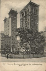 Broadway-Chambers and National Shoe and Leather Bank Postcard