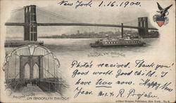 View of Brooklyn Bridge and its Promenadee Postcard