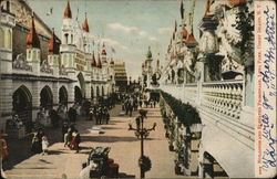 Buildings and Elevated Promenade, Luna Park Coney Island, NY Postcard Postcard Postcard