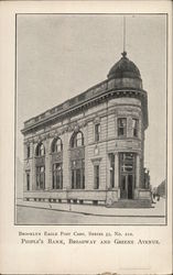 People's Bank, Broadway and Green Avenue Postcard