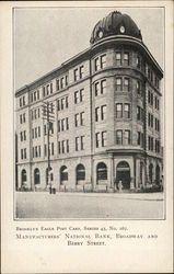 Manufacturers' National Bank, Broadway and Berry Street Postcard