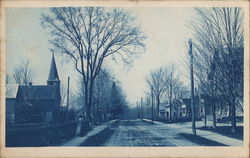 Residential Street, Probably New England, Vermont Cyanotypes Postcard Postcard Postcard