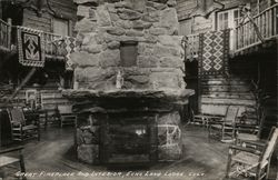 Great Fireplace and Interior, Echo Lake Lodge Postcard