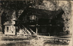 Log Lodge in Woods Buildings Postcard Postcard Postcard