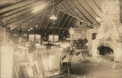 Office and Dining Room, Round Mountain Lakes Camps Eustis, ME Postcard Postcard Postcard