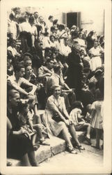 People Gathered on Steps of Plaza, 1945 Postcard