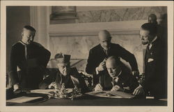 Benito Mussolini signing Lateran Treaty Postcard