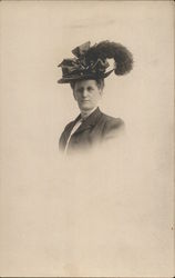 Portrait of Woman in Hat w/Feather Postcard