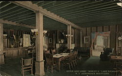 Office and Lobby, Morley's, Adirondack Mountains Postcard