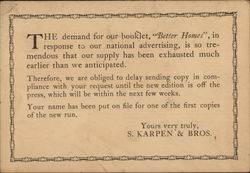 S. Karpen & Bros Correspondence Card Postcard