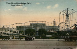 Front View of Steeplechase Park Postcard