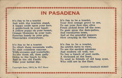 Poem about Pasadena California Postcard Postcard Postcard