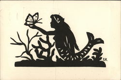 Paper Cutout "The Little Mermaid," by H.G. Andersen Silhouettes Postcard Postcard Postcard