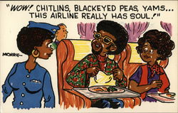 "Sould Food" - Couple Talking to Stewardess Postcard