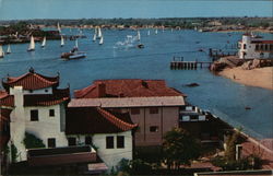 Looking Towards Balboa and Balboa Island From Corona Del Mar Postcard