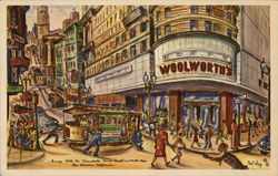 San Francisco's Famous Powell and Market Street Corner Postcard