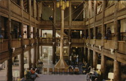 Lobby view of Many Glacier Hotel, Glacier National Park Montana Postcard Postcard Postcard