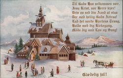 Snowy Church Christmas (Danish) Postcard