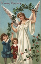 A Merry Christmas with Children and Angel Angels Postcard Postcard