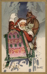 Santa in His Sleigh Postcard