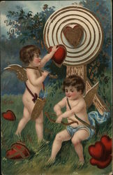 Valentine Greetings Cupid Postcard Postcard