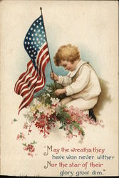 Child with Flag Memorial Day Postcard Postcard