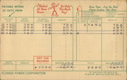 Electric Bill From Florida Power Corporation Postcard