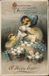 A Happy Easter With Chicks Postcard Postcard