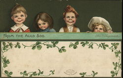 Children Smiling from behind Wall Postcard