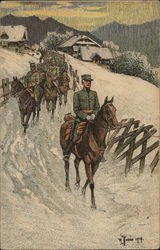 Cavalry in Snow World War I Postcard Postcard