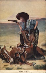 Dead Shot Cowboy Western Postcard Postcard