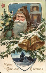 Merry Christmas Greetings Santa Claus Postcard Postcard