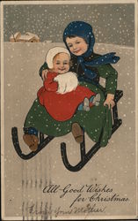 All Good Wishes for Christmas Children Postcard Postcard