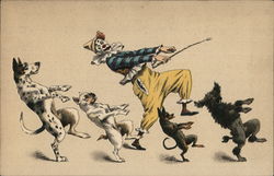 Cakewalk Dancing Dogs and Clown Postcard Postcard