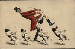 Cakewalk Hunter "Dancing" With Hunting Dogs Postcard Postcard